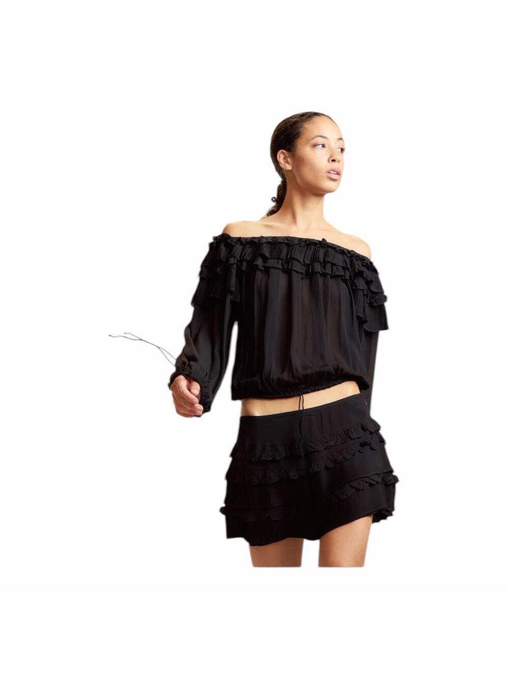 Cynthia Rowley Bella Ruffle Skirt Skort Black Mini NWT Size 6 Flowy Layered